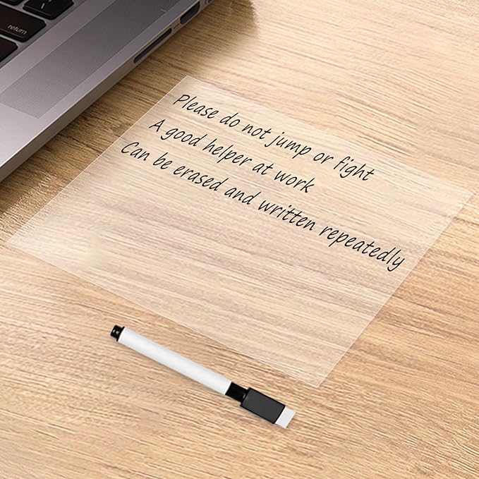 T&W SAME FILM 6 Pcs Dry Erase Board Sticker- Whiteboard Stickers-8.3''x11.7'' Removable Dry Erase Sheets- Fridge Dry Erase Paper for Wall/Desk/Refrigerator/Door/Locker/Home/Office/Classroom (Clear)