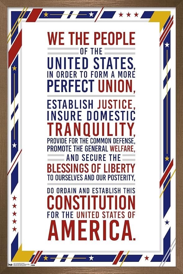 Trends International The United States Of America - Constitution Preamble Wall Poster, 14.725" x 22.375", Bronze Framed Version