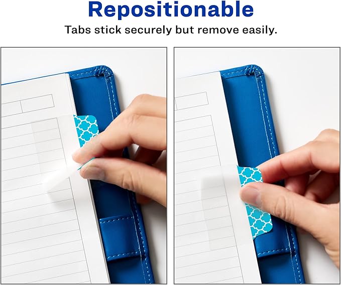 Avery Multiuse Ultra Tabs, 2" x 1.5", 2-Side Writable, Assorted Designs, 24 Repositionable Tabs (74774)