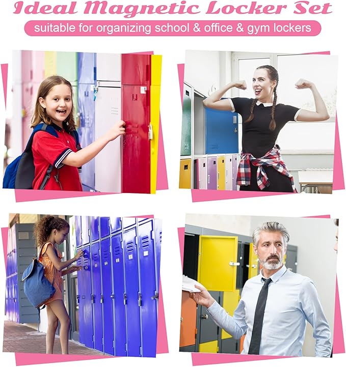 12 Pcs Locker Organizer and Decorating Kit, First Day of School Essentials,Back to School Essentials Locker Decoration, Print Whiteboard with Markers Plush Area Rug String Mirror Magnetic Cup