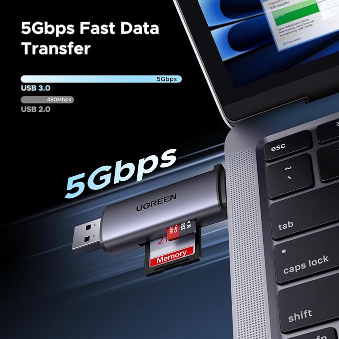 UGREEN SD Card Reader USB C, USB 3.0 Micro SD Card Reader 2 in 1 Memory Card Reader for MicroSD SDHC SDXC Compatible with PC Computer MacBook Laptop iPad iPhone 17 16 15 Pro/Pro Max