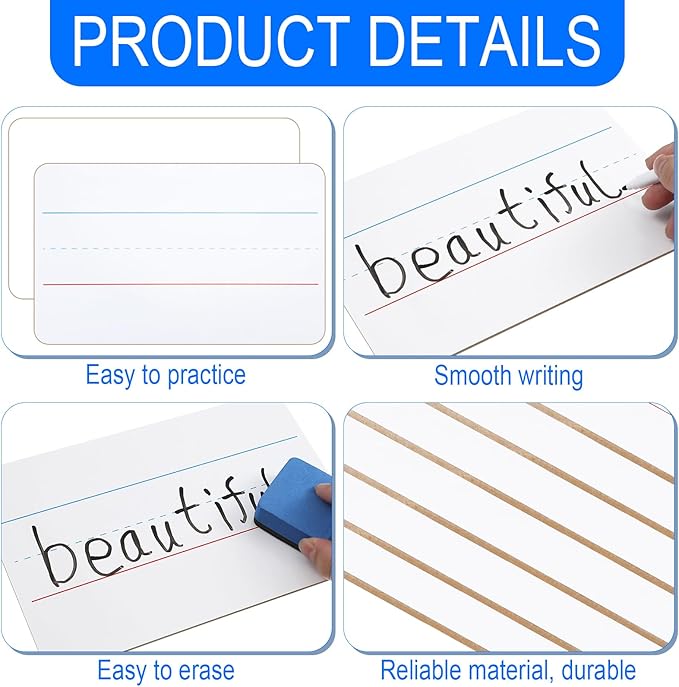 Colarr 24 Sets Mini White Boards 6"x 9" Dry Erase Boards Classroom Pack Includes Two Sided Small Whiteboards Markers, Lapboards Erasers for Teachers Students School
