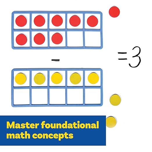 LEARNING ADVANTAGE Giant Magnetic Foam Ten Frames | Early Math Manipulative | 2 Frames with 20 Disks | Teach Number Concepts, Addition and Subtraction