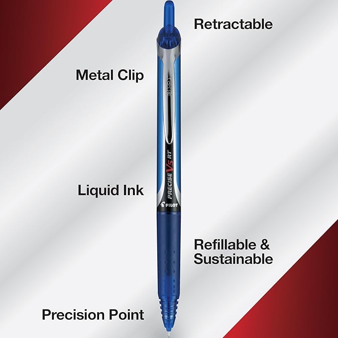 Pilot Precise V5 RT Refillable & Retractable Rolling Ball Pens, Extra Fine Point Pens, 0.5 mm, Assorted, Pack of 7 - Ideal for School, Journaling & Office Writing