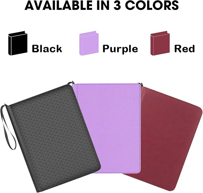 Card Binder 9 Pocket - 432 Cards, Premium Textured & Patterned PU Leather Album, 24 Page Zippered Side-Loading for Baseball, TCG, Trading & Sports Cards (Unique Textured Purple)