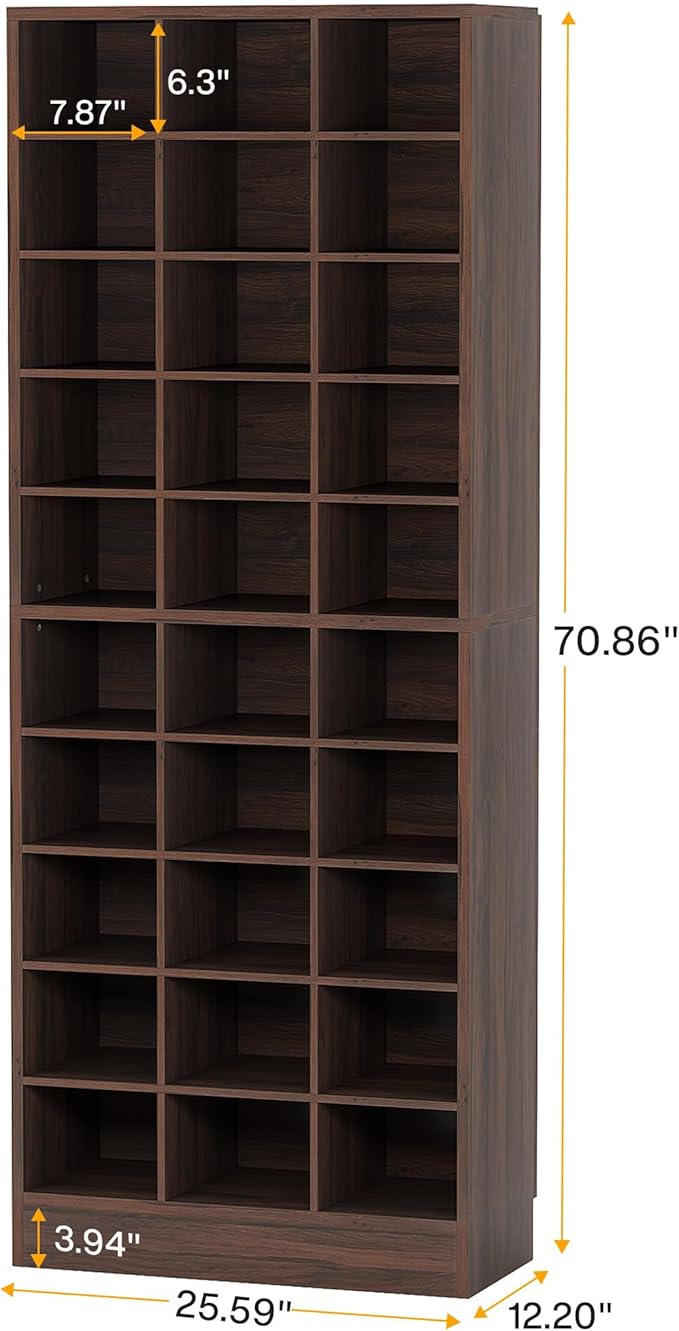 Tribesigns 10-Tier Shoe Storage Cabinet, Espresso Wooden Shoe Rack with 30 Cubbies, Freestanding Tall Entryway Shoe Organizer for Closet, Entryway, Living Room