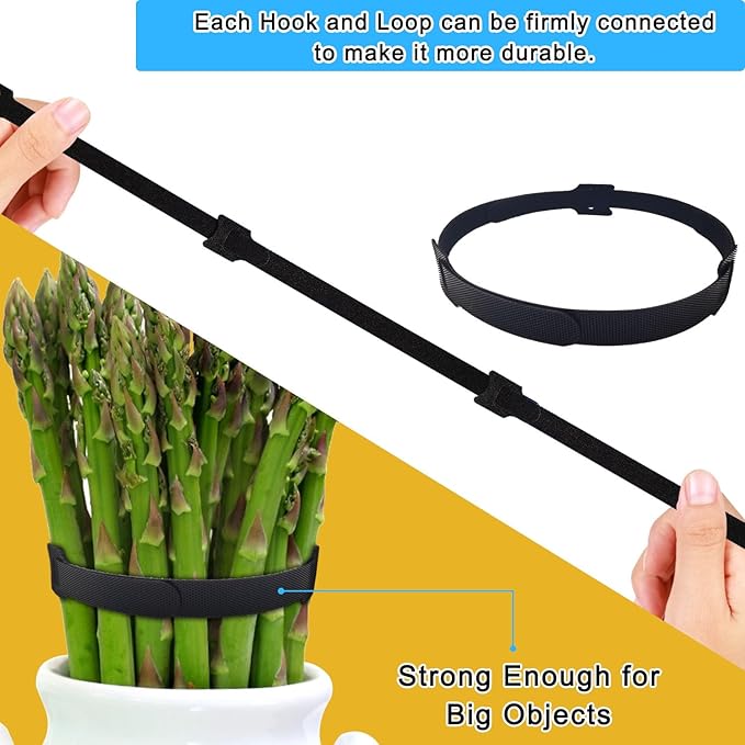 100pcs Reusable Cable Ties - Hook and Loop Cable Straps for Wire Management - 6 Inch Adjustable Cord Organizer & Wire Ties for Electronics, PC, Home Office & Garden - Black Fastening Wraps