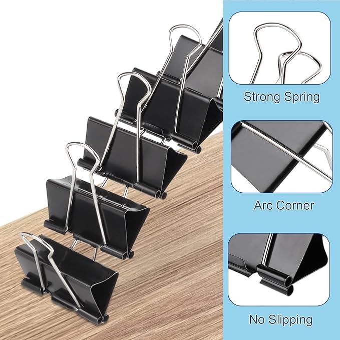 Ufmarine Extra Large Binder Clips 2 inch, (144 Pcs) Big Paper Clips for Office Supplies
