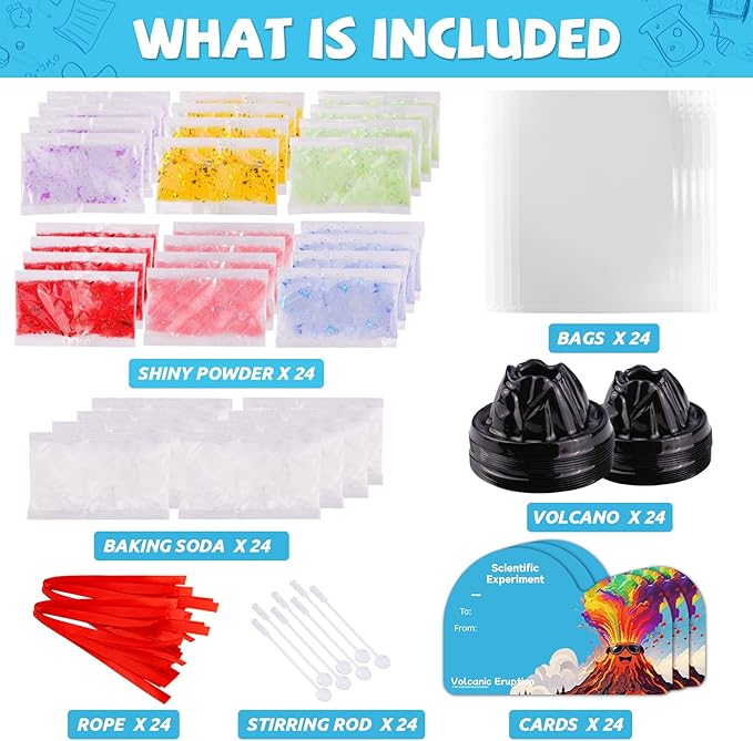24 Pack Erupting Volcano Science Kit Valentines Gifts Party Favors with Valentine's Cards STEM Projects Educational Toys for Boys Girls School Exchange