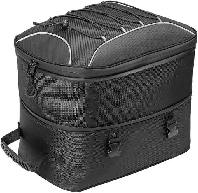 KEMIMOTO Motorcycle Tail Bag, Dual Use Motorcycle Rear Seat Bag with Waterproof Rain Cover, 25L-45L Expandable Motorbike Helmet Bag Luggage Storage Backpack