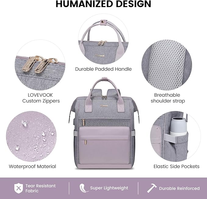 LOVEVOOK Laptop Backpack for Women,15.6 Inch Work Teacher Nurse Bag,Business Computer Backpack Purse with USB Port,Stylish Casual Daypack for Travel
