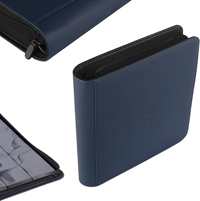 1200+ Pockets Trading Card Binder, 12-Pocket Card Ablum Compatible with lorcana,MTG,Sports Cards & Other Standard Size Trading Card (NAVY BLUE)