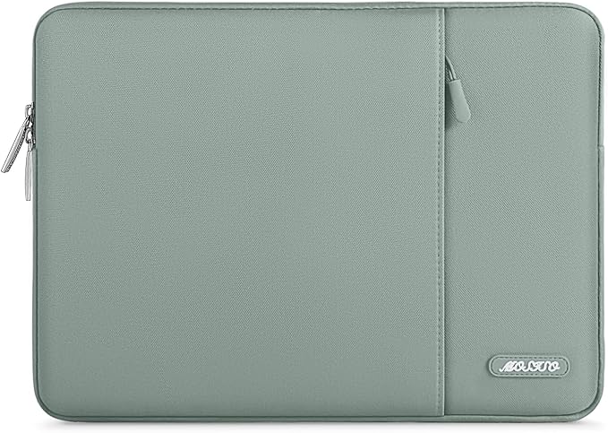 MOSISO Laptop Case 13.3 inch, 13-13.3 inch Laptop Sleeve Compatible with MacBook Air/Pro 13/Pro 14 M5 M4 M3 M2 M1, HP Dell ASUS Lenovo,Polyester Vertical Computer Sleeve Bag with Pocket, Antique Green