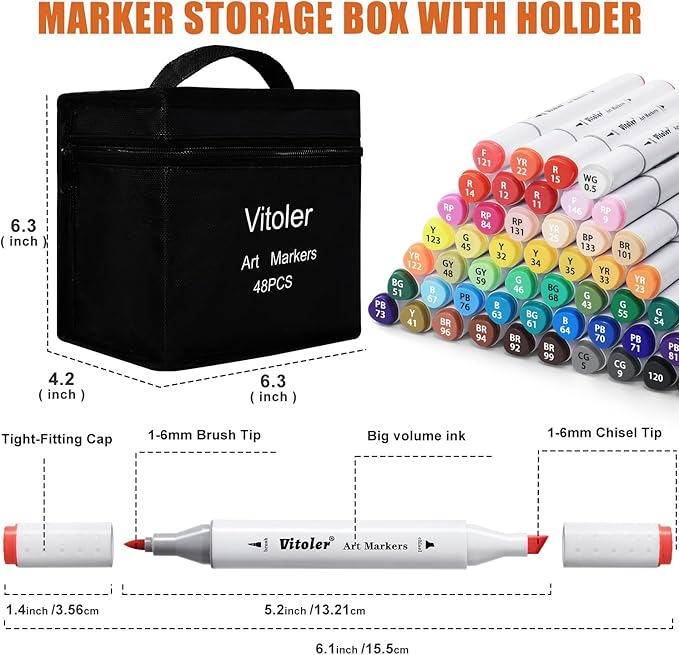 Alcohol Markers, 48pc Dual Brush Tip Coloring Markers Set, Drawing Marker for Adults Painting Drawing Card Making, Art Marker