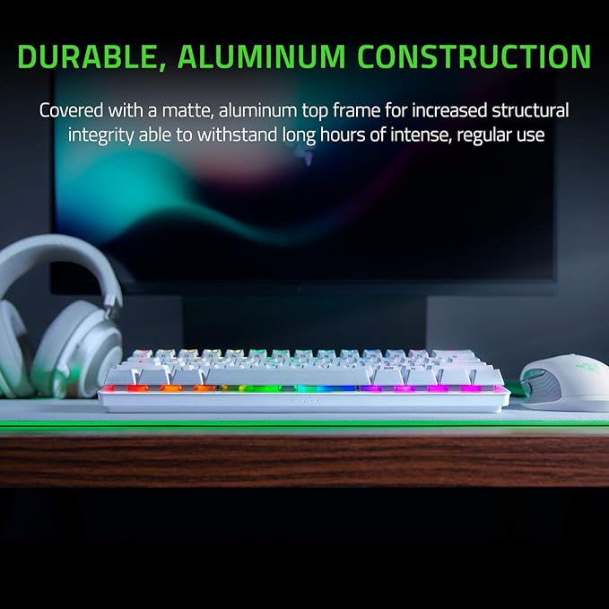 Razer Huntsman Mini 60% Gaming Keyboard: Linear Optical Switches - Rapid Trigger Mode - Chroma RGB Lighting - PBT Keycaps - Onboard Memory - Snap Tap - White