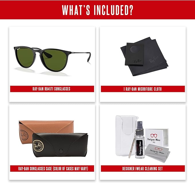 Ray-Ban RB4171 ERIKA Round Sunglasses For Women +BUNDLE with ACCESSORY EYEWEAR KIT