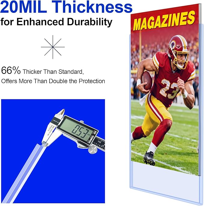9x11-1/4 Magazine Toploaders - 20Mil Heavy Duty Rigid Comics & Magazine Protectors, 5mm Thick Capacity, Clear PVC Sleeves for Archival Storage Display Magazines, Documents & Collectibles(10 Pack)