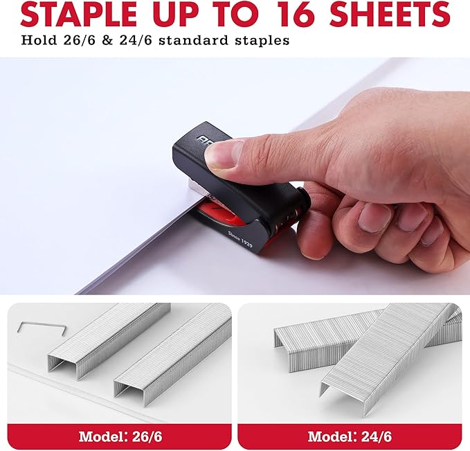 Arrow Mini Stapler with Staples, 16 Sheets Capacity, 2-Pack Small Stapler with Staple Remover and 2000 Count 26/6 Staples for Daily Office Use, School Tasks and Home Organization