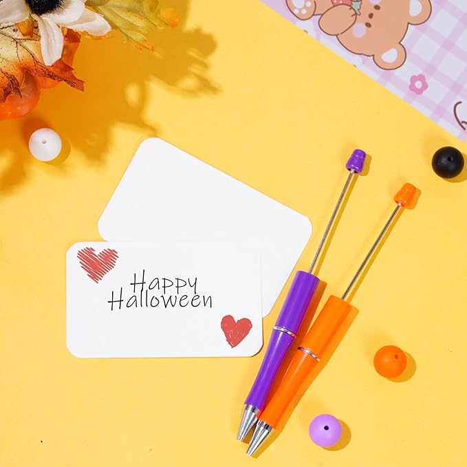 jiebor 30Pcs Halloween Beadable Pens Plastic Bead Ballpoint DIY Cute Cool Pens Black Ink for Women Men Bridal Graduation Gift Office Supplies