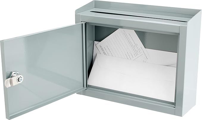 Barska Wall Mount Multi-Purpose Locking Mail Suggestion Drop Box with Key Lock for Home Office Classroom