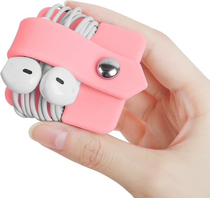 Cord Organizer Earbuds Holder Earphones Wrap Headset Headphone Wrap Winder Cord Manager Cable Winder Pink