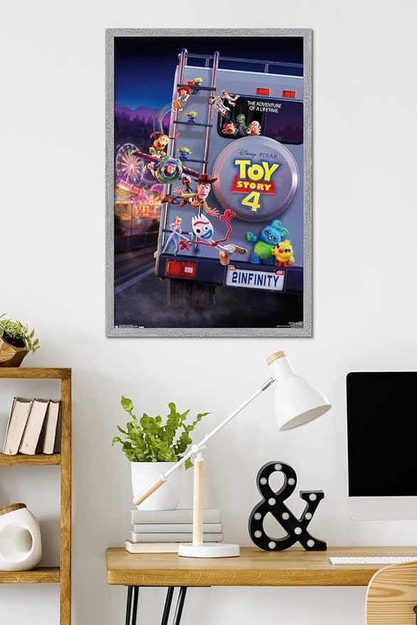 Trends International Disney Pixar Toy Story 4 - Final One Sheet Wall Poster, 34L x 22.4W, Gray Framed Version