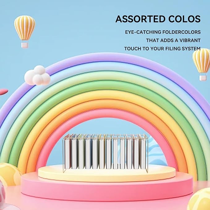 Ansook Plastic Letter Size Hanging File Folders,Heavy Duty 1" Expansion,12 Pack Extra Capacity File Cabniet Folders,Pastel File Folders Hanging with Tabs,Office School Desk Hanging File Organizer