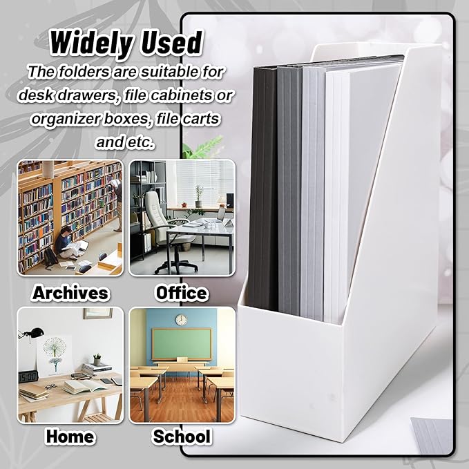 Whaline 24 Pack Ash Grey File Folders Letter Size 4 Colors Gradient Gray Black File Pockets with 1/3 Cut Tab for Home Office Classroom Supplies, 8.9 x 11.6 Inch