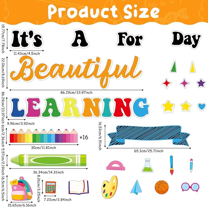 Classroom Bulletin Board Decorations Welcome Back to School Bulletin Set It's a Beautiful Day for Learning Classroom Decoration Colorful Cutouts for Teacher Kindergarten Preschool School Wall Decor