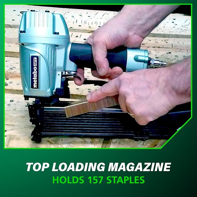 Metabo HPT Wide Crown Stapler, Pro-Preferred Pneumatic Power Nailers, Lathing Tool for Sheathing & Insulation, Quick Response, 16 Gauge, Up to 150 1" Wide Crown Staples, Length 1" to 2", N5024A2