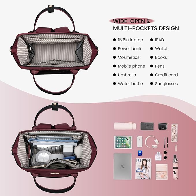 LOVEVOOK Laptop Backpack for Women,15.6 Inch Work Teacher Nurse Bag,Business Computer Backpack Purse with USB Port,Stylish Casual Daypack for Travel