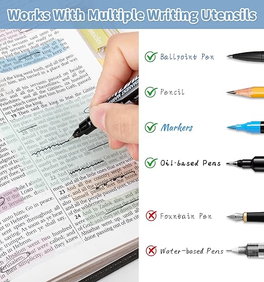 32 Pcs Bible Journaling Kit, Colored Bible Study Supplies, 12 Pastel No Bleed Highlighters and 5 Colored Pens, Transparent Sticky Notes and Bible Tabs Set and More, Book Annotation Kit for Women & Men