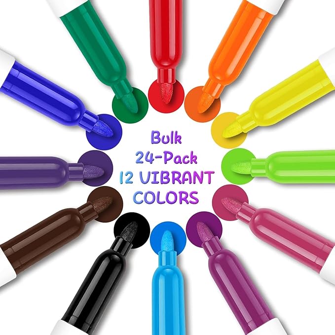 SFAIH Dry Erase Markers Fine tip 12 Colors, 12 Pack (1 Dozen) Low Odor Whiteboard Markers for Classroom, Homeschool, Non-Toxic Gift for Kids, Travel Drawing, Learning to Write, Reusable Art Supplies