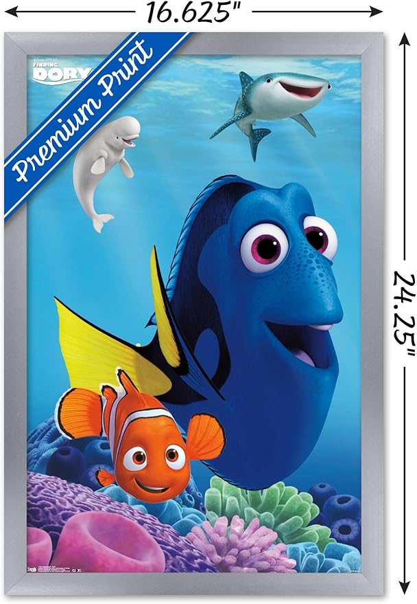 Trends International Disney Pixar Finding Dory - Dory Wall Poster, 14.725" x 22.375", Silver Framed Version