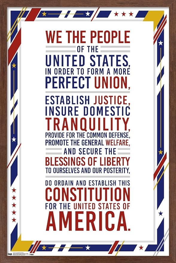 Trends International The United States Of America - Constitution Preamble Wall Poster, 22.375" x 34", Mahogany Framed Version