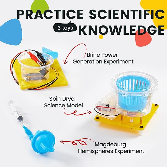 6-in-1 STEM Home Lab Science Kit for Kids Age 8-12, Boys & Girls 9 10 11 13 14 Year Old Educational Adventure Set: Tank & Car Building, Saltwater Generator | Perfect Birthday & Learning Gift for Kids