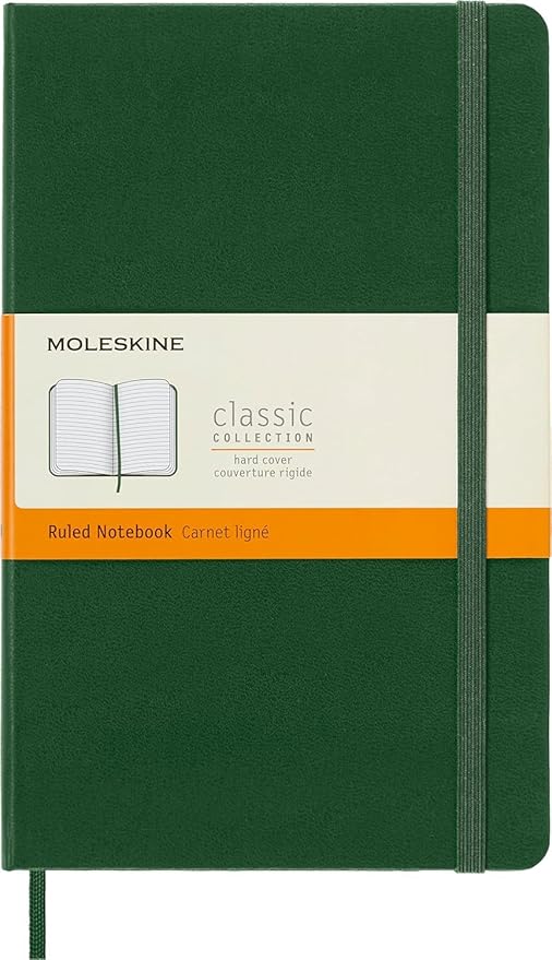 Moleskine Notebook, Large, Ruled, Myrtle Green, Hard (5 x 8.25)