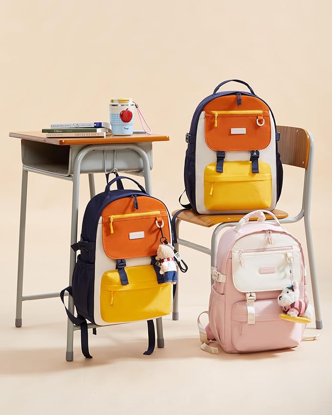 LOVEVOOK School Backpack for Girls with Large Tumbler Holder Pockets, Student Cute Bookbag 17.3 inch Laptop Daypack for Middle School Teen, Waterproof College Travel Bag for Women