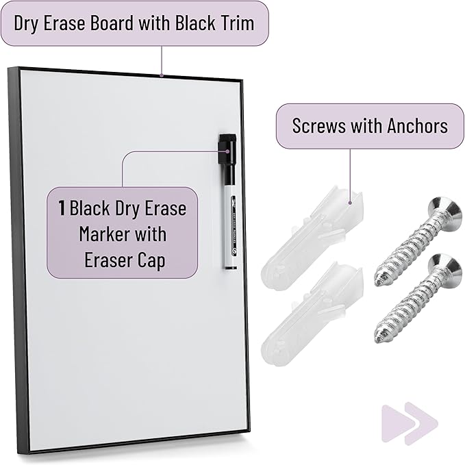 Mr. Pen- Small Dry Erase Board, 11x14 Inches, Whiteboard with Black Dry Erase Marker, Aluminum Frame, Magnetic Small White Board for Students, Home, Office and Classroom