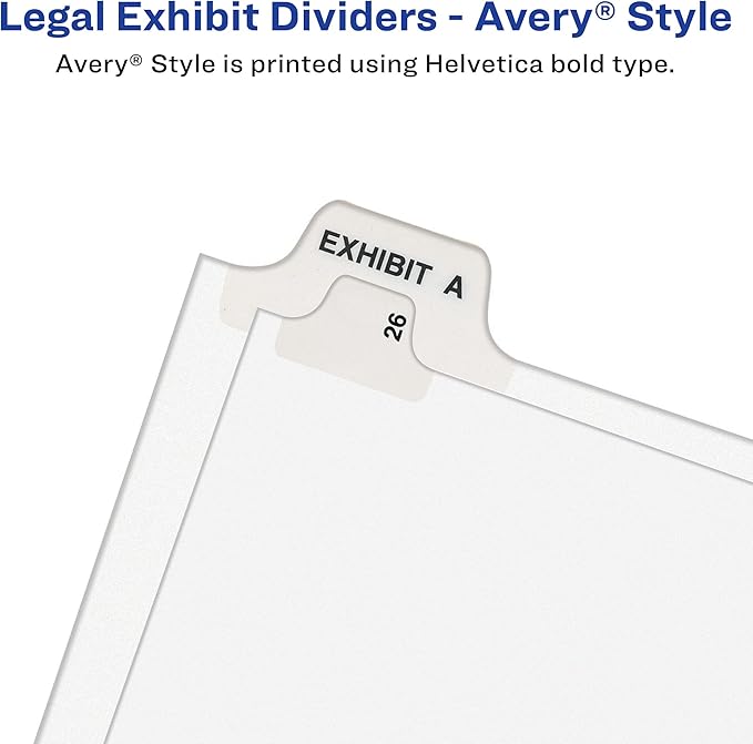 Avery Legal Dividers, Standard Collated Sets, 101-125 Tab Set (01334)