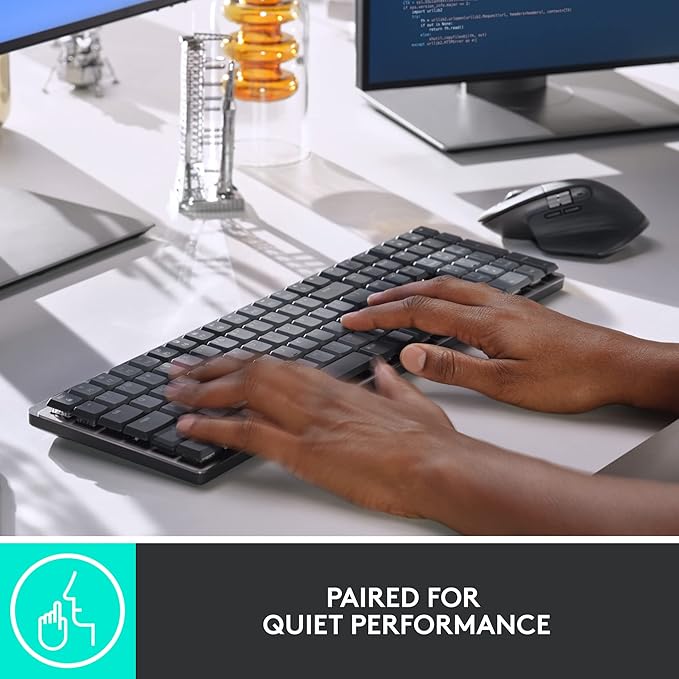 Logitech MX Mechanical Full-Size Illuminated Wireless Keyboard, Clicky, and MX Master 3S Performance Wireless Bluetooth Mouse Bundle, macOS, Windows, Linux, iOS, Android