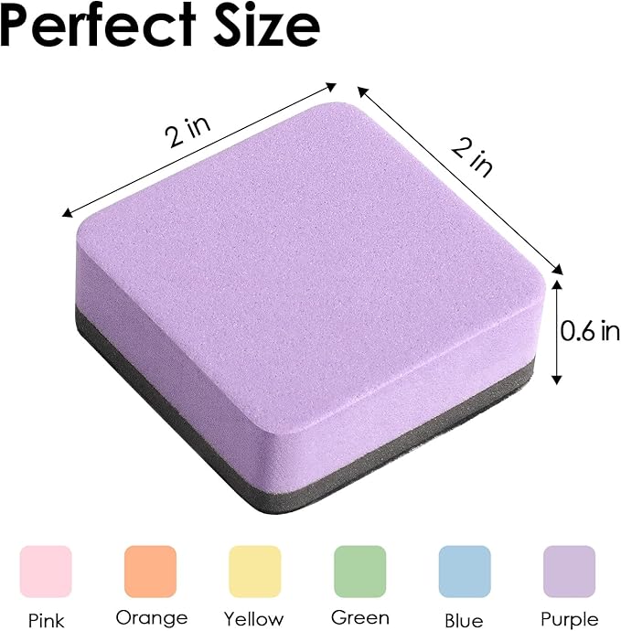 MaxGear Whiteboard Erasers Magnetic, 36 Pack Mini Dry Erase Erasers for Chalkboard, Strong Cleaning White Board Erasers Bulk for Office Classroom, Magnetic Backing, 6 Macaron Color, 2 x 2 x 0.6 Inch