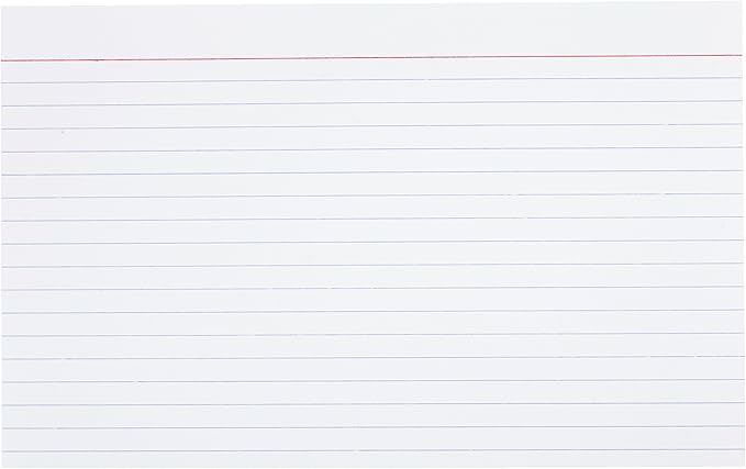 Amazon Basics Ruled Lined Index Cards for Studying and Note Taking, White, 5" x 8", 500 Count (5 Pack of 100)