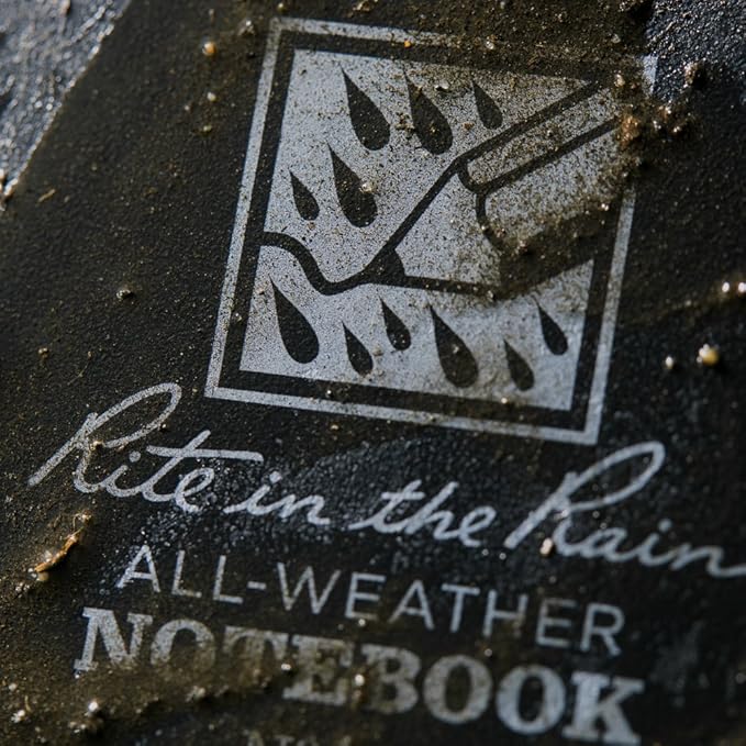Rite in the Rain Weatherproof Side Spiral Notebook, 4.625" x 7", Black Cover, Universal Pattern (No. 773)
