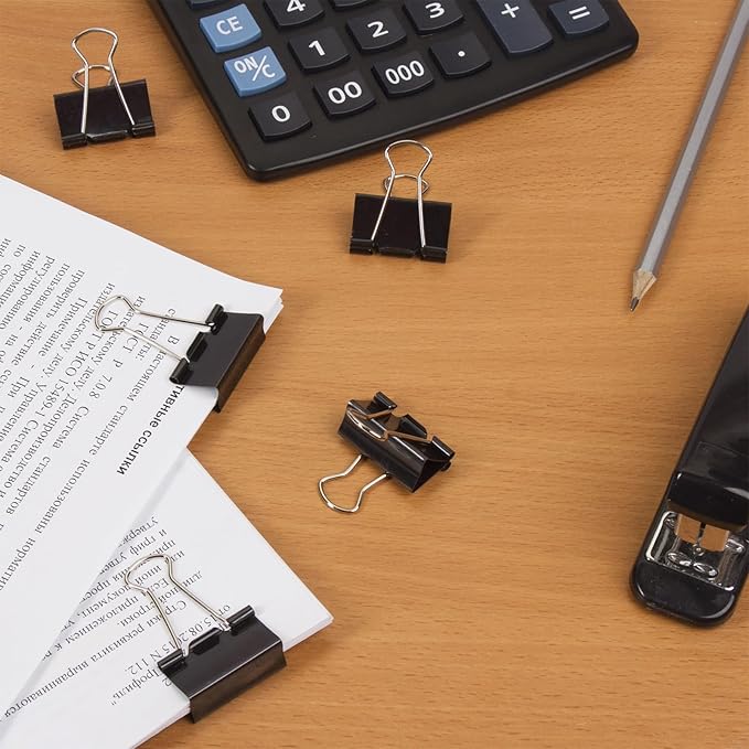 120 Pcs Small Binder Clips Black, 0.75in/19mm Mini Binder Paper Clips, Paper Clamps for Office Supplies, Home, School,Business Document Organizing