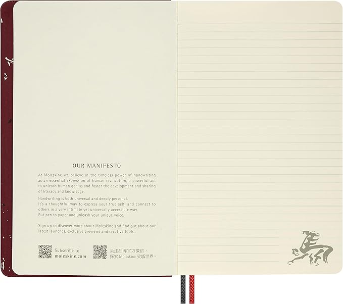 Moleskine Limited Edition Year of the Horse 2026 Woodcut Notebook, Hard Cover, Large (5" x 8.25") Ruled/Lined, Autumn Red, 176 pages