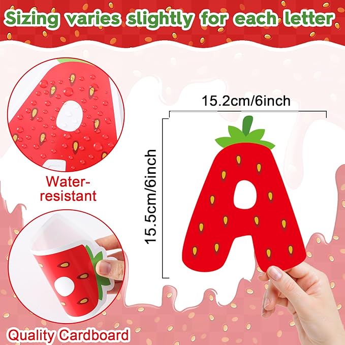 150 PCS Large 6" Bulletin Board Letters Set, Strawberry Classroom Alphabet Sweet Berry Cutout Letter for Bulletin Board Display Home School, A Great Helper to Inspire Students' Learning Interest