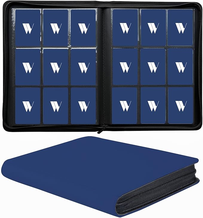 Premium 9-Pocket Zippered Trading Card Binder, 540 Pockets Double-Sided Side-Loading Card Organizer Album, PU Leather Card Holder Protector for MTG, TCG, Sports Cards (Blue)