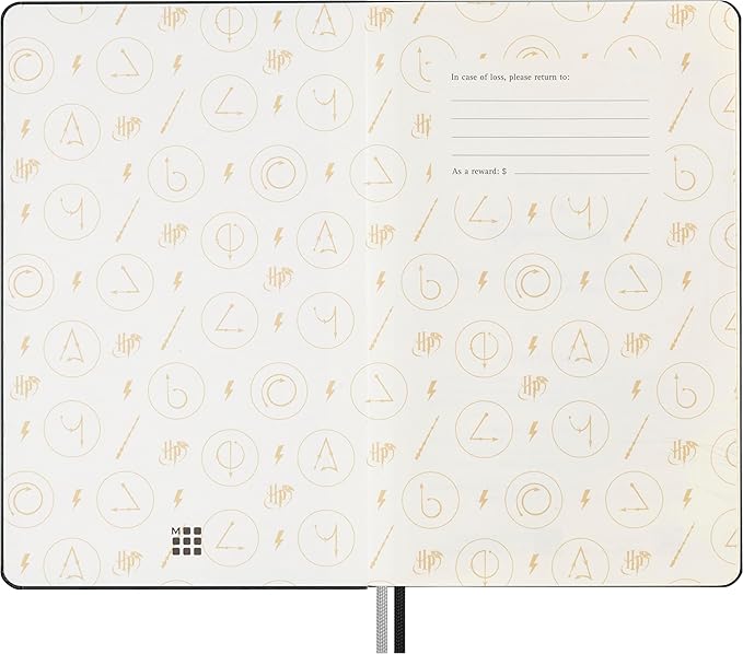 Moleskine Wizarding World Harry Potter Limited Edition Spells Collection, Lumos Themed Bundle Notebook and Kaweco Roller Pen, Hard Cover, Ruled, Large (5" x 8.25"), Black, 176 Pages