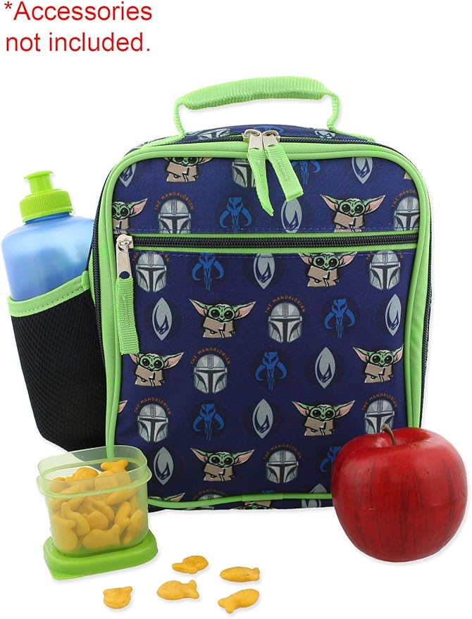 Star Wars Mandalorian Baby Yoda Boy's Girl's Adult Soft Insulated School Lunch Box (One Size, Blue/Green)